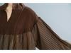 2024 Jesień Koreański Retro Dzianinowy Patchwork Plus Size Wyszczuplająca Koszula dla Kobiet