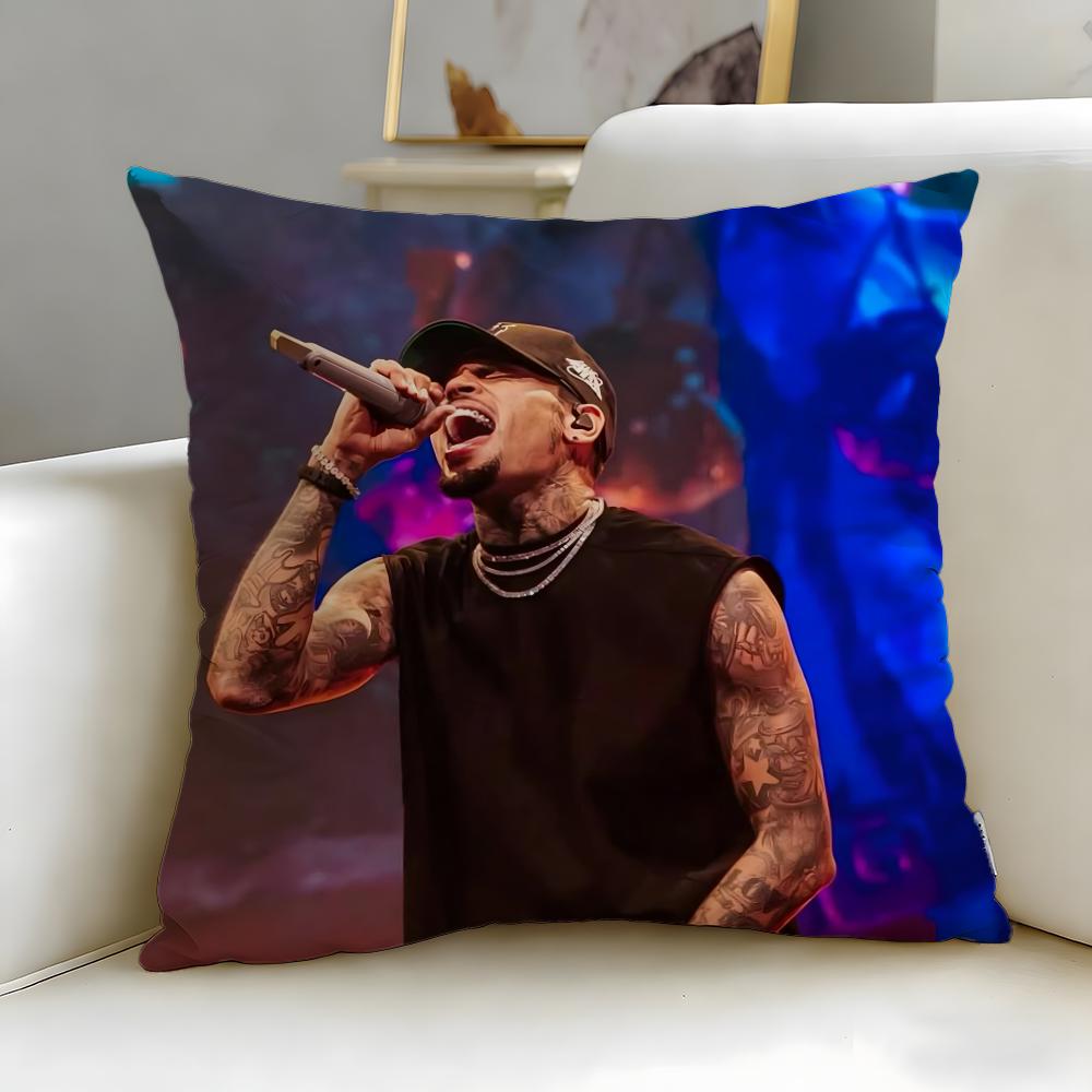 Pc Chris Brown Pillow Cover Polyester D DoubleSided Print RB Singer Merch Cushion Case Decorative Throw Pillow for Sofa