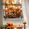 Autumn Scene Window Stickers Maple Leaf And Lantern Static Sticker Double Sided PVC Waterproof Seasonal Art Decals Removable Electrostatic