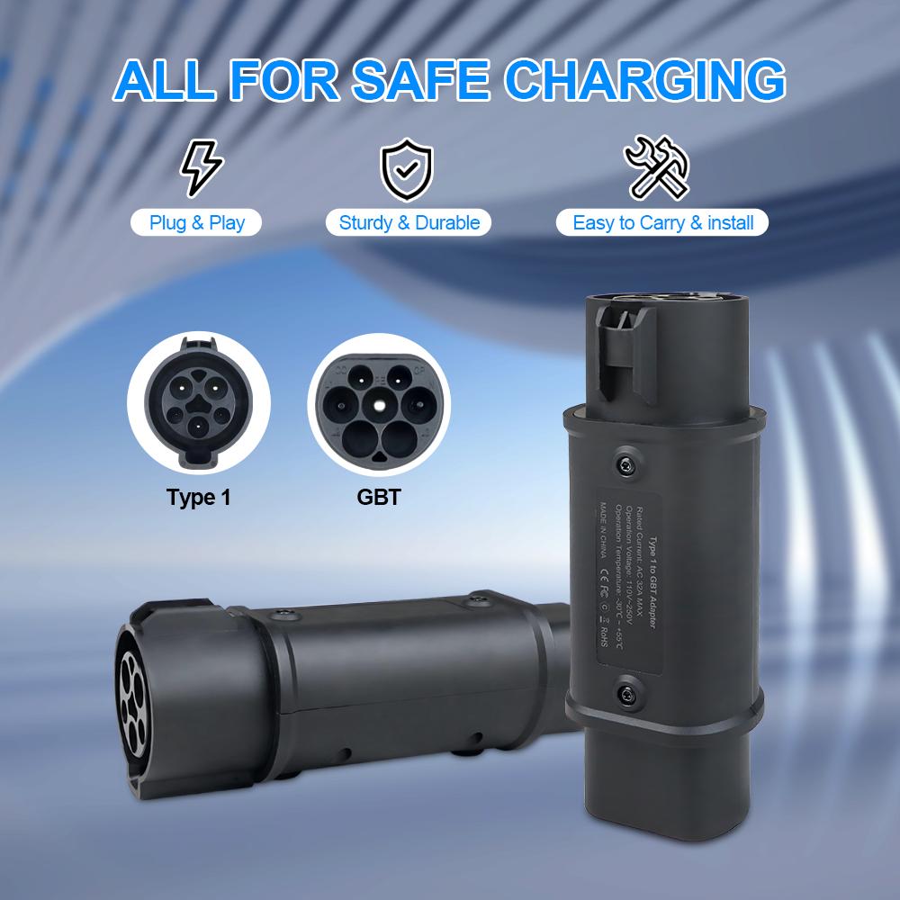 Kolanky EV Charger Adapter Type 1 SAE J1772 To GBT 32A 7.2KW Charging For Electric Vehicle Hybrid Cars