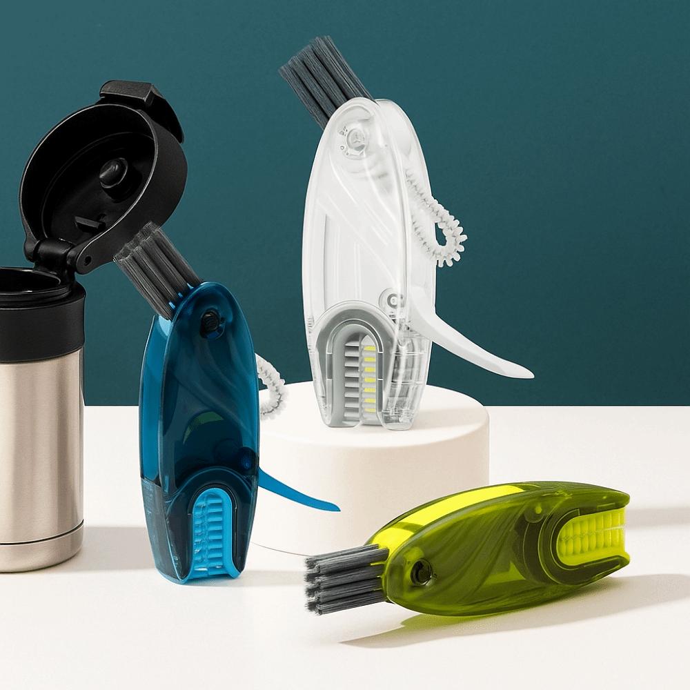 Handheld Cup Lid Cleaning Brush Rotatable Cup Mouth Brush Groove Gap Cleaning Brush  Thermos