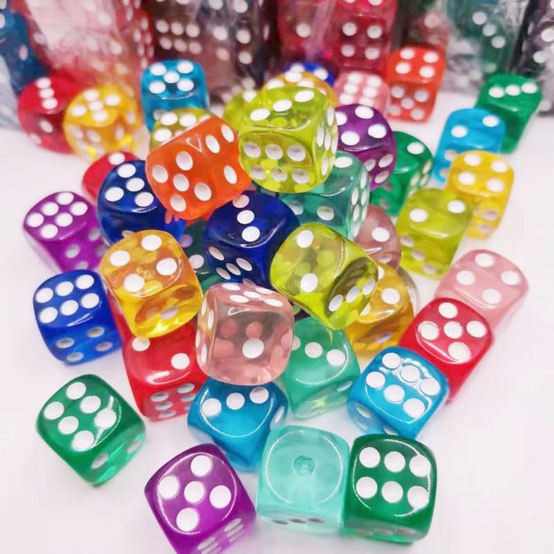 10-30pcs Transparent Acrylic 6-Sided 14mm Dice Club/Party/Family Board Game Drinking Dice Six Sided Sieve Interactive Toy