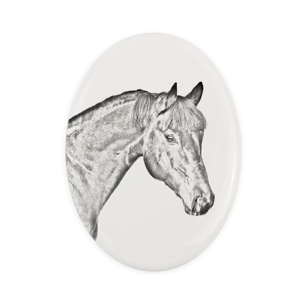 Bay Horse – Commemorative plaque with a photo of a horse, tombstone plaque with a print | Art-Dog