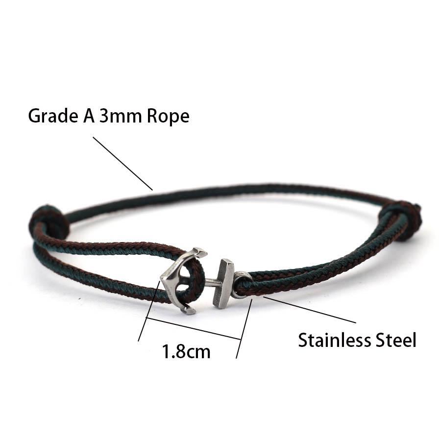 Novel Anchor Bracelet For Men Grade A 3mm Ethnic Thin Marine String Braslet Handmade Adjustable Beach Surfing Nautical Braclet