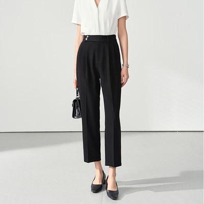 Miss Bird Black Cropped Straight Suit Pants