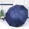 Large Thickened Windproof Reinforced Umbrella for Heavy Rain with Logo, Foldable Dual-Use Black Coating for Sun Protection and Uv Protection