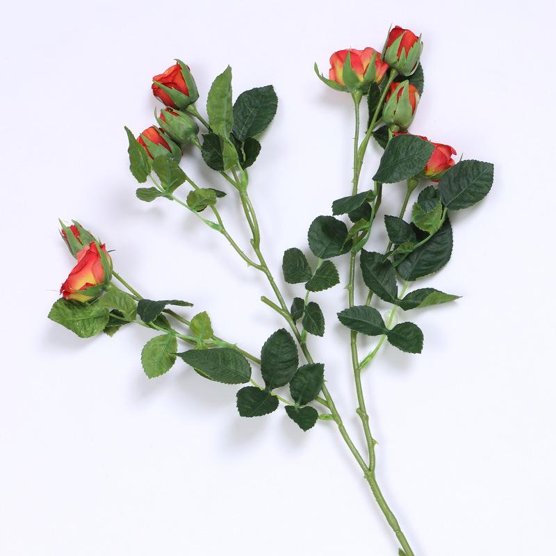 

Имитация цветов 9 роз в вестибюле отеля, дома, в гостиной, бонсай, украшение, искусственный цветок, реквизит для фотографий оранжевый