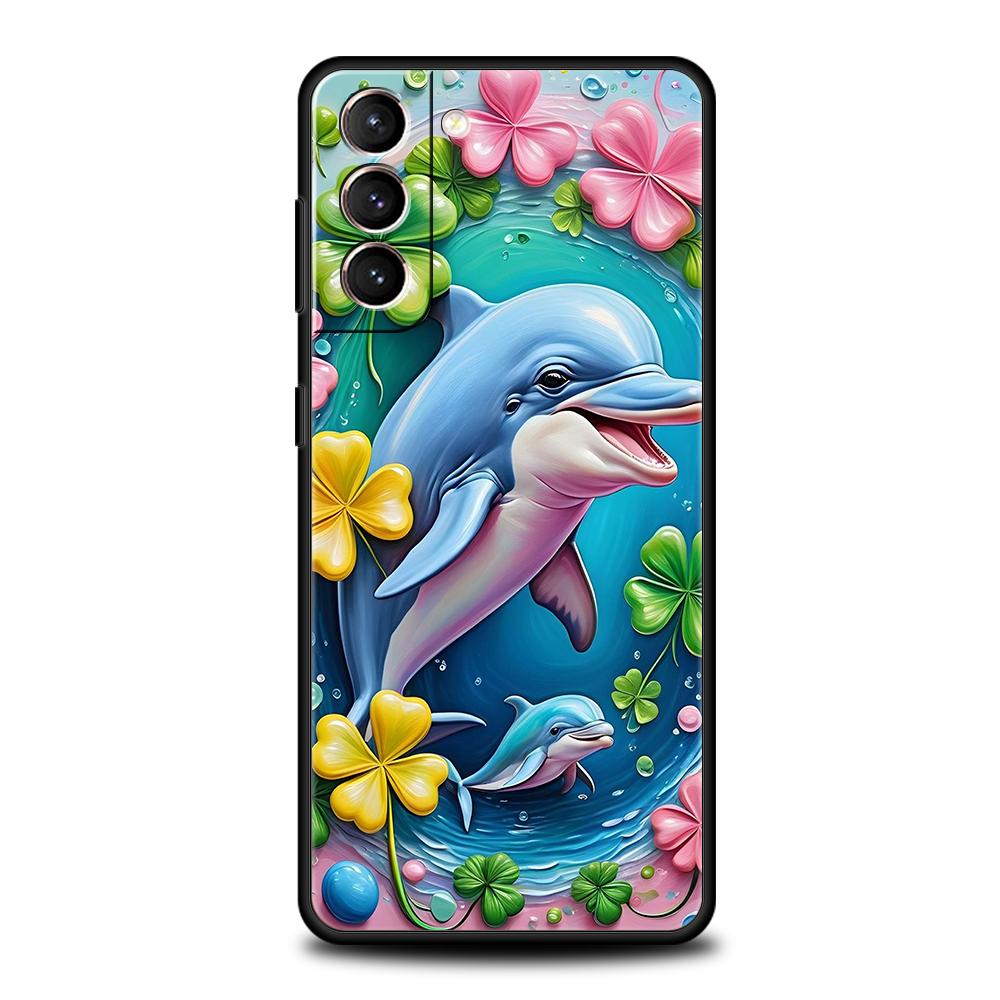 Ocean Animal Cute Dolphin Sea Turtle Phone Case Cover for Samsung Galaxy S25 S24 S23 S22 S20 S21 FE Ultra S10 S10E Plus Soft TPU
