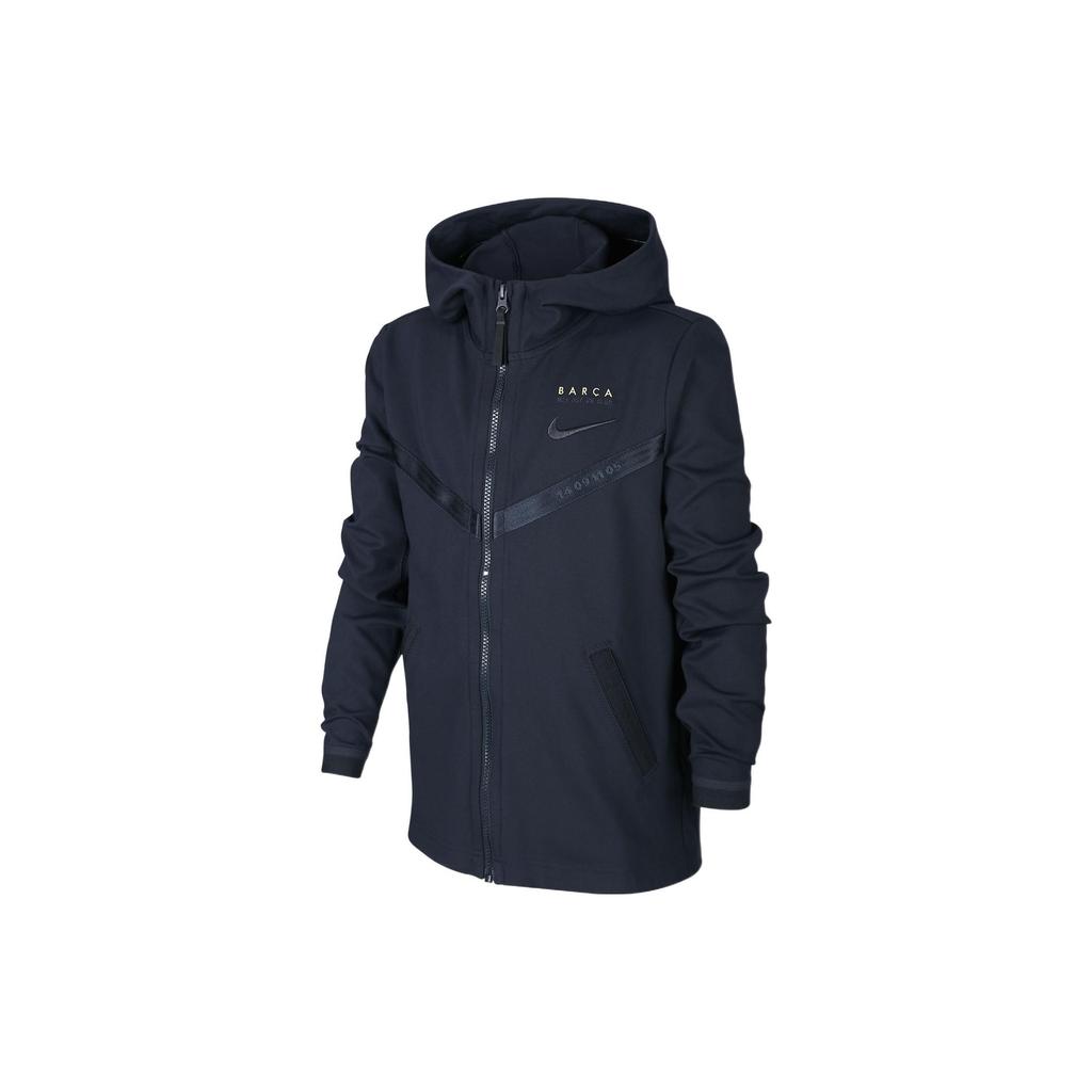 Nike Logo Embroidered Casual Sports Hoodie Jacket Kids jackets Navy-Blue CN6958-475