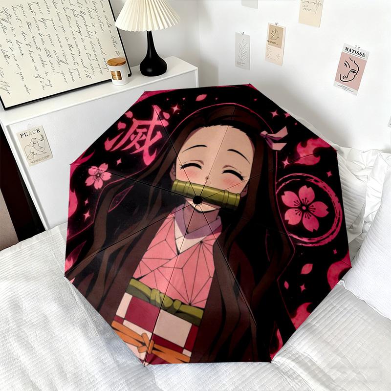 Japanese-style cartoon Demon Slayer Kamado Tanjiro & Kamado Nezuko umbrella including home travel and outdoor activities Multi functional umbrella 3