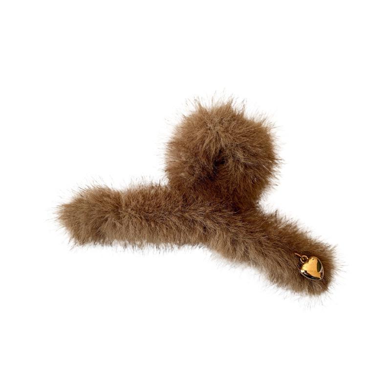 Extra Large Faux Mink Plush Hair Clip: Elegant Autumn/Winter Versatile Shark Claw for Hair