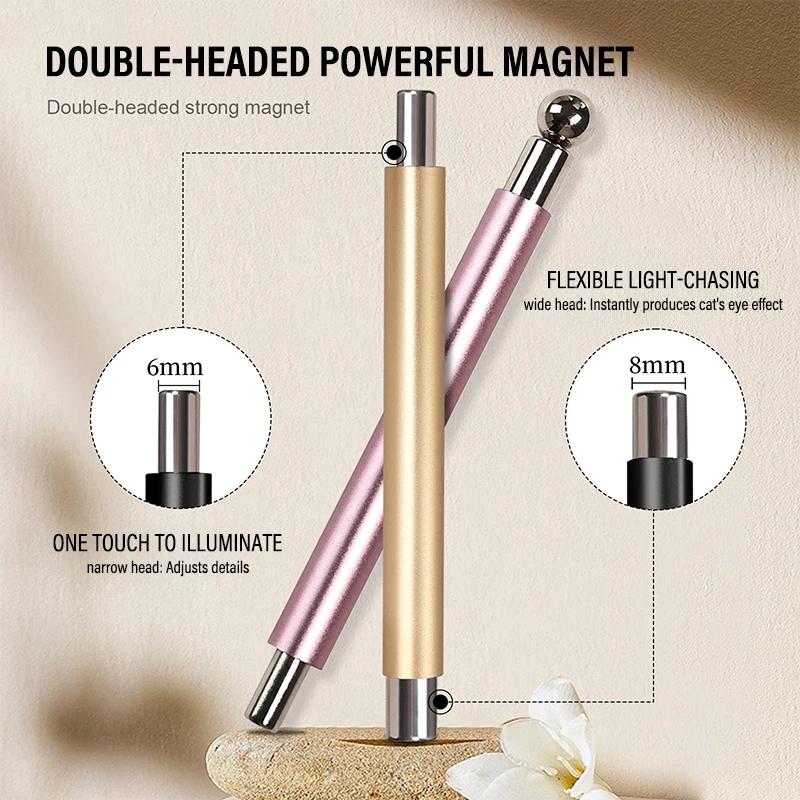 Strong Magnetic Long Double Head Nail Magnet Tool Pens Magnetic Cat Eye Gel Polish Nail Art Kit for DIY Salon Studio Or Home Use