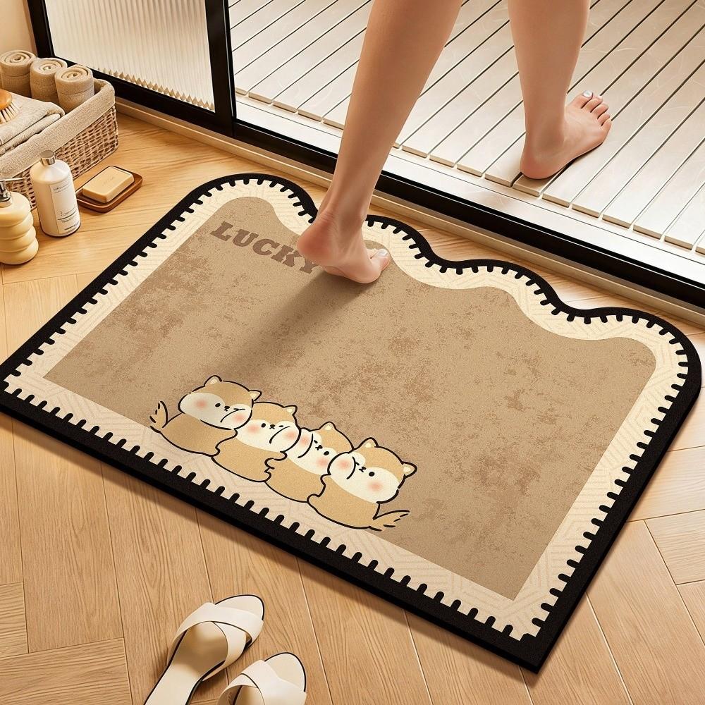 Cartoon Animal Bathroom Mat Anti Slip Door Mat Stain-resistant Puppy Absorbent Mat  Wet Areas