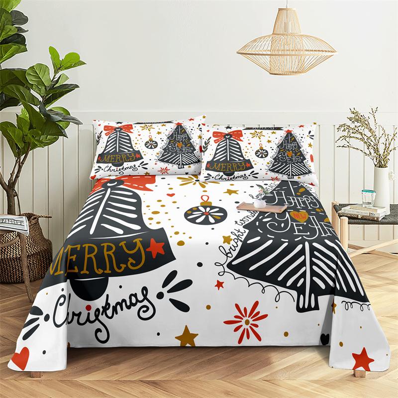 Bedding Sets Christmas Print Bed Sheet Fashion Design Double Flat Sheet Boys Girls Bed Sheet Set Bed Sheets and Pillowcases