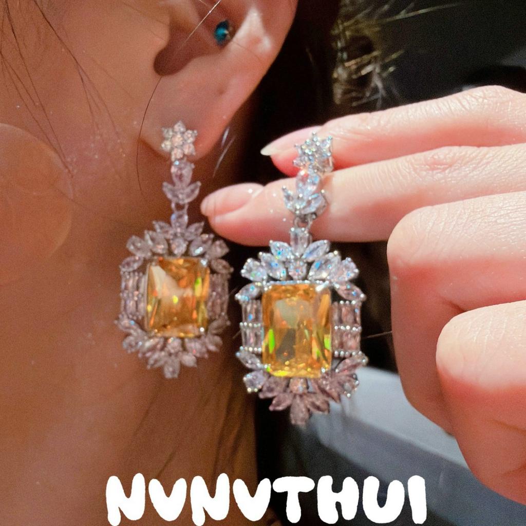 Nvnvacc Heart Tip Fritillary Love Gemstone Ring Haute Couture Jewelry, Heart Sparkling Pearl Earrings Set