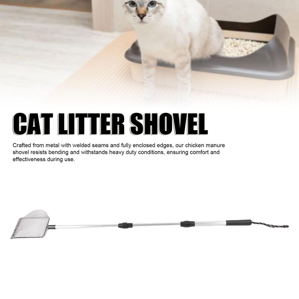 Cat Litter Shovel 3 Sections Adjustable Stainless Steel Non Stick Litter Scoop for Chicken