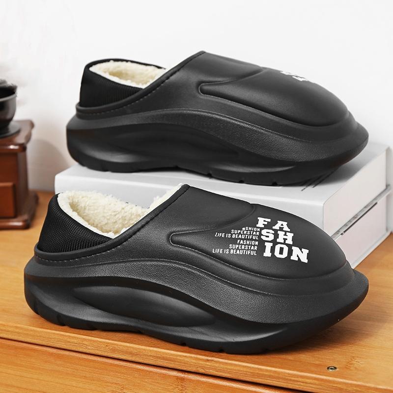 Fashion Winter Men Women Warm Slippers Outdoor Cotton Slippers Indoor Home Non-Slip Shoes Men's Bedroom Warm Plush Slippers 36-45