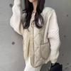 2025 Winter Clothing New Korean Style Design Cotton Jacket With Contrasting Color Splicing Heavy Industry Sweater Jacket For Women