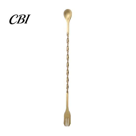 Professional Bartending Tool Bar Spoon, Stainless Steel Cocktail Mixing Stirrer, Long Handle Drink Spoon Durable with Spiral Twisted Design