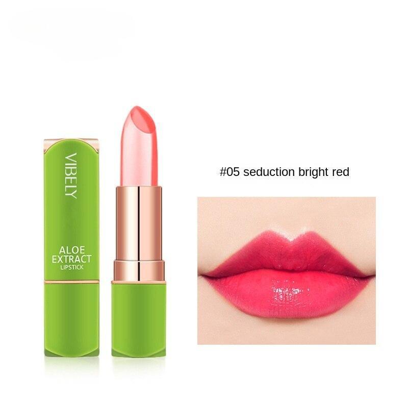 Aloe Vera Warmer, farbwechselnder Gelee-Lippenstift, Lippenpflege, langanhaltende, antihaftbeschichtete Lippenpflege, nährend und feuchtigkeitsspendend