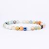 MKENEDN 6mm Natural Stone Beads Evil Eye Bracelet Reiki Hematite Elastic Bracelets For Men Women Hand Jewelry Pulseras Homme