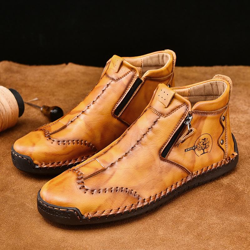 2025 autumn and winter new men's Martin boots fashion zipper handmade men's boots foreign trade large size foot boots men's