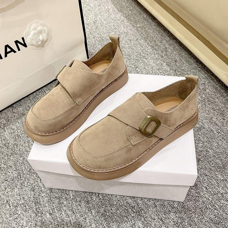 

Повседневные женские туфли на платформе с круглым носком, новые осенние, супермягкие, в стиле ретро, универсальные, всесезонные 40 standard size хаки