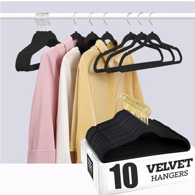 10 PEZZI Grucce per Vestiti in Velluto Antiscivolo, 45CM Salvaspazio Ultra Sottile per Cappotto Pantaloni Vestito, Organizzazione Armadio Rastrelliera Magica per Adulti