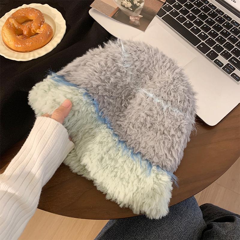 Women S Plush Earmuff Knit Hat Autumn Winter Warm Loose Fit Cold Hat