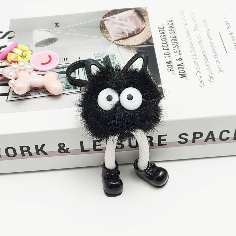 Trendy Fluffy Wool Ball Keychain: Handmade DIY Ornament Long-legged Elf without Clip