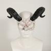Halloween new half-face mask, carnival party costume prop, injection-molded devil mask with horns