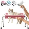 Professionell badhjälp för husdjur, grooming-hängmatta med stativ, hopfällbart kattbord, nätpåse för tvättstation, katter, hundar, kloklippning