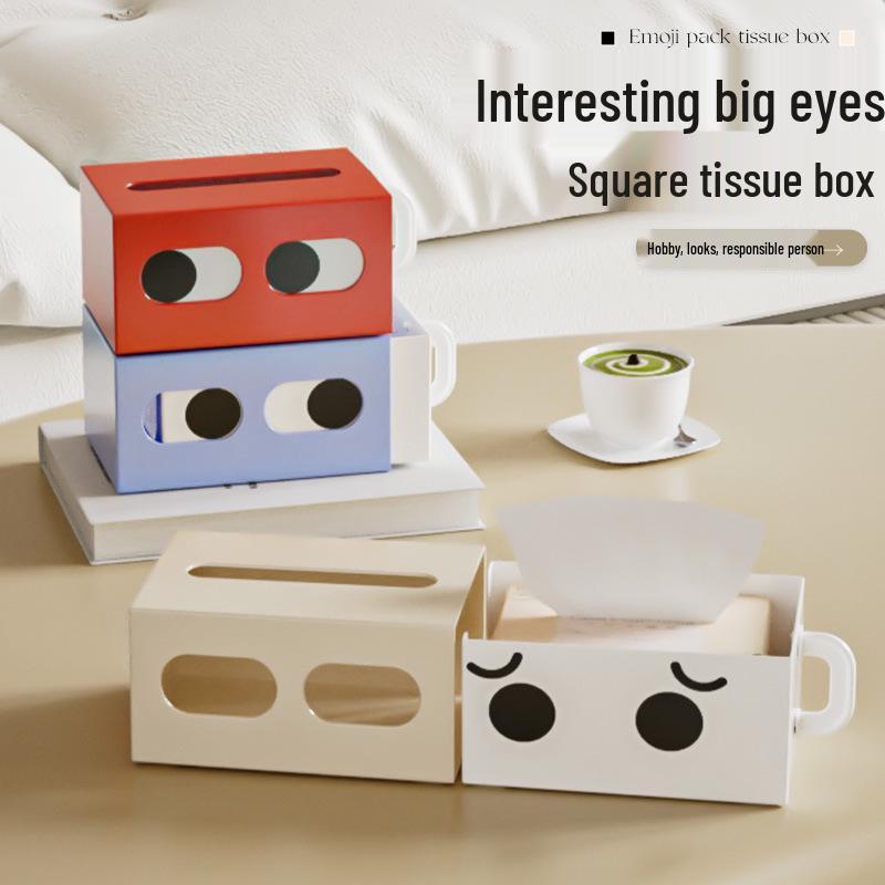 Funny Expression Desktop Car Tissue Box - Creative Napkin Holder for Home Use