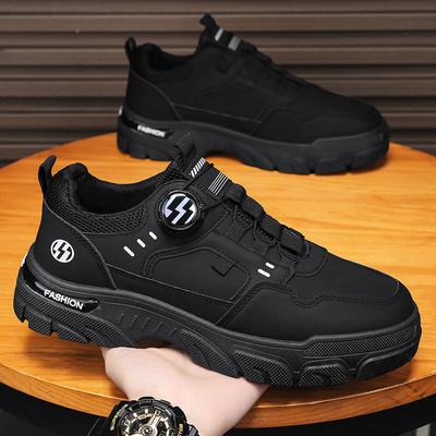 Autumn Men's Sneakers New Breathable Workwear Shoes Trendy Thick Soled Shoes Anti Slip White Casual Skateboard Shoes Ankle Boots
