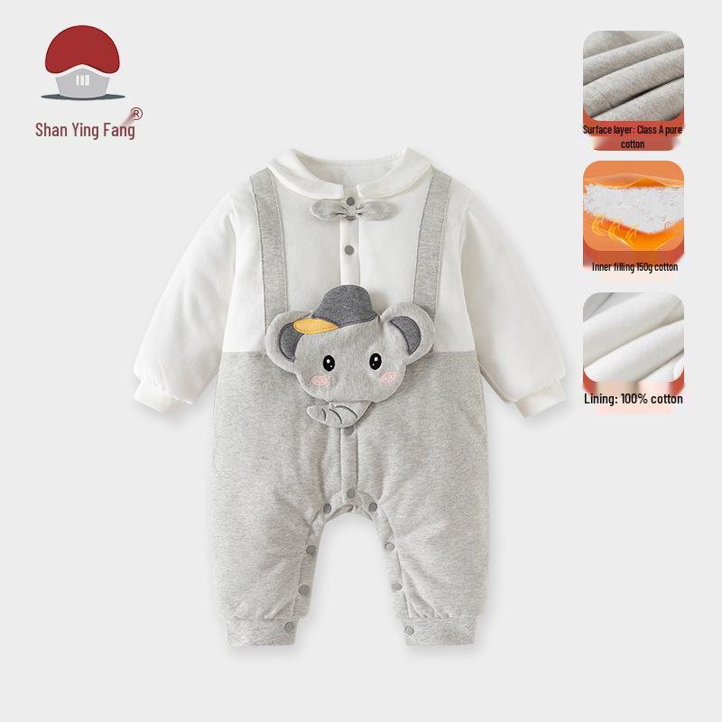 Macacão de Algodão Aconchegante para Bebê Menino - Roupa Quente e Estilosa para Outono/Inverno