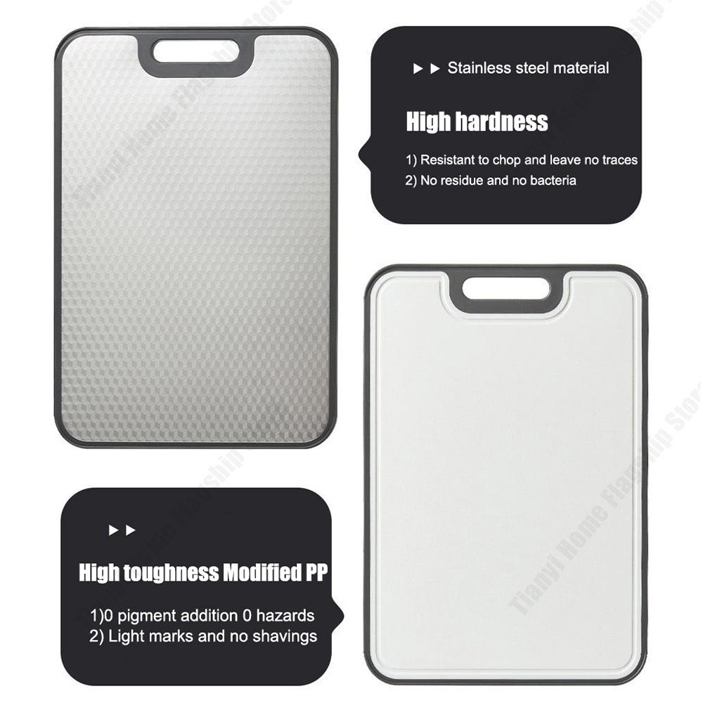 Antibakterielles Schneidebrett Verdicktes Doppelseitiges Hackbrett Heimküche Kratzfestes Edelstahl Teigbrett