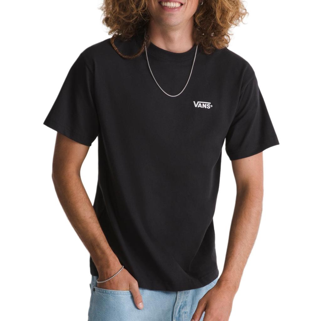 Men's Vans Left Chest T-Shirts Men's Black/White Crew Neck Moderate Straight Fit
