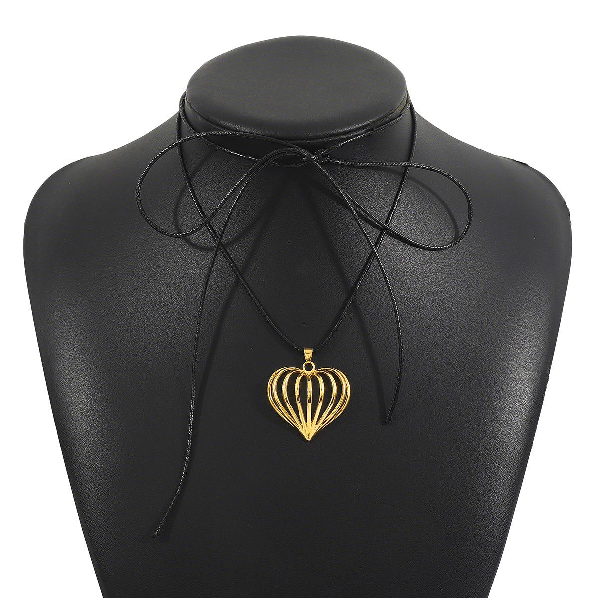 Креативные и стильные полые трехмерные серьги-сердечки, простое геометрическое полосатое ожерелье из сплава с любовью