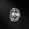 COOLTIME  Witch Knot Men Rings Stainless Steel Adjustable Geometric Flower Finger Rings for Women Jewelry Gift