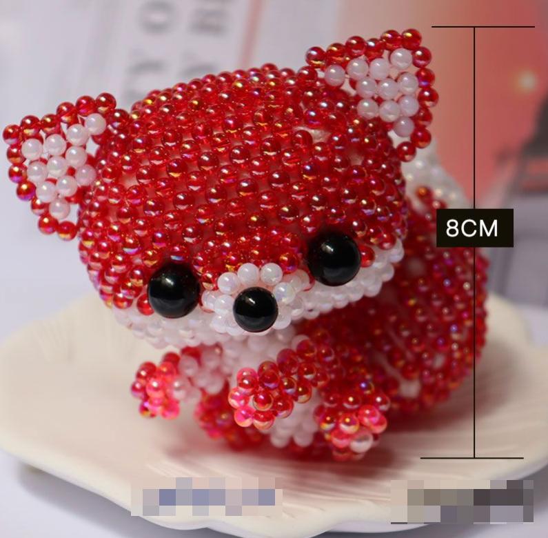 DIY Beaded Animal Craft Kit Cute Fox Figure Handmade Beadwork Model Kit for Creative Home Decoration and Collectible Display