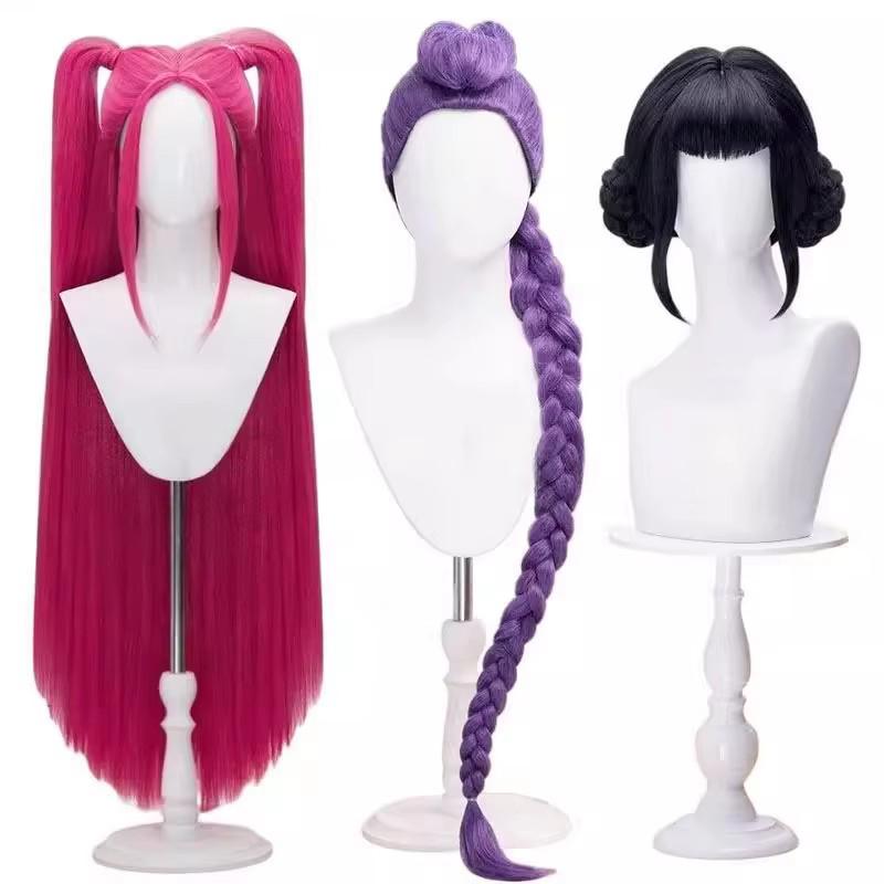 Rumi Zoey Mira Cosplay KPop Lovci démonů Cosplay Kostým Paruka Ženy Černý Zlatý Oblek Halloweenská Párty Oblečení pro Hraní Rolí