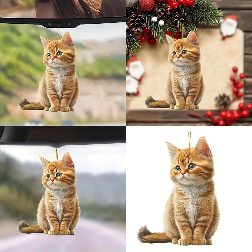 Niedlicher Oranger Katzenmuster Acryl Anhänger Für Roadtrip Zubehör