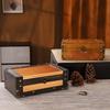 Wooden Treasure  Chest Portable Vintage Distressed Storage Trunk Handbag For Jewelry Toys Storage Box Organizer Photo Props