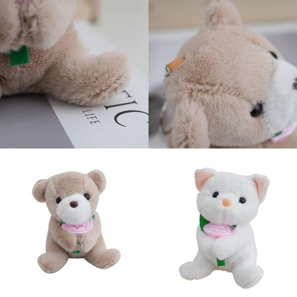 Plush Rose Dog Cat Dolls Toys Stuffed Animals Pp Cotton Filling White Brown