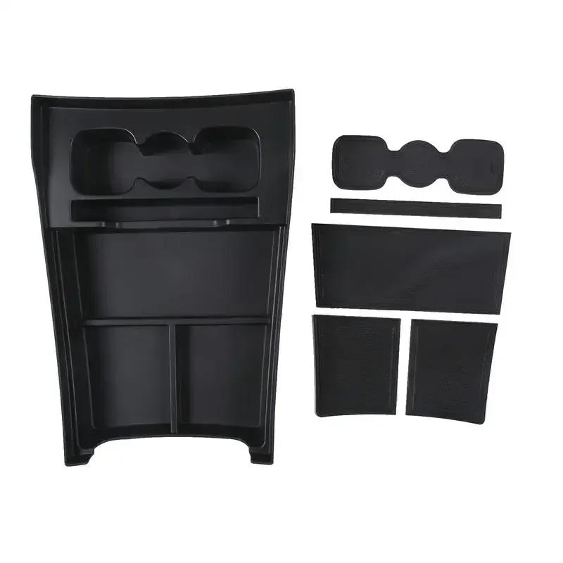 

For Rivian R1S R1T 2022-25 ABS Black Car Storage Box Center Control Under Storage Box Mobile Phone Tray Interior Car Accessories