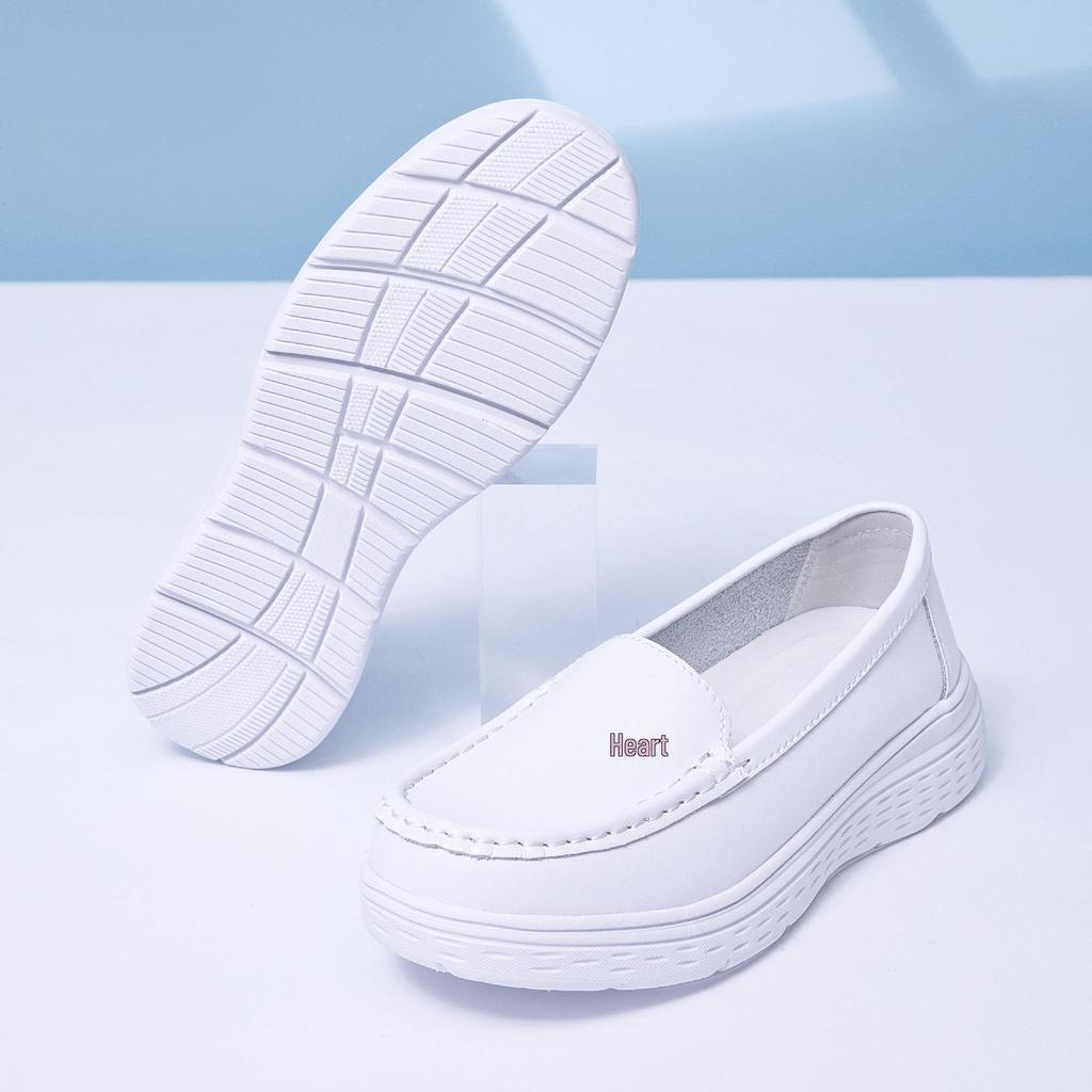 Scarpe da infermiera da donna in pelle di mucca con ammortizzatore ad aria - Traspiranti, Antiscivolo, Suola morbida, Design piatto casual comodo.