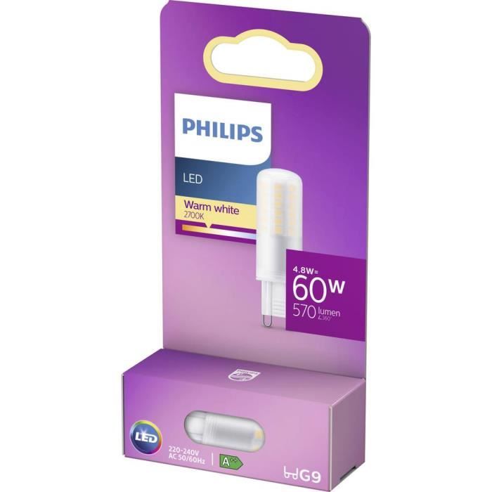 Ampoule LED - PHILIPS - Standard 77407300 - G9 - 4.8 W - Blanc Chaud - A++