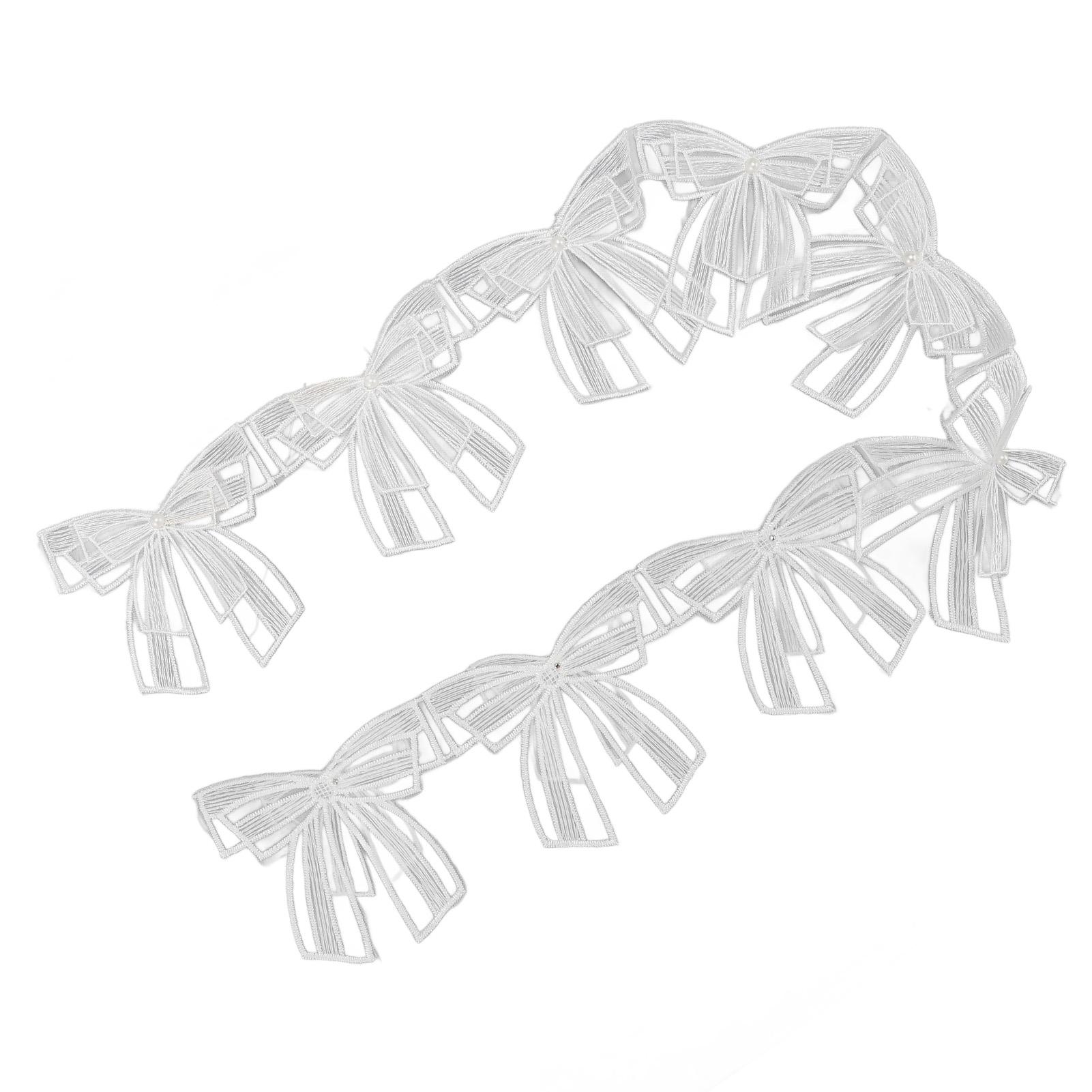 

2 рулони з вишитим мереживом, бантом, м’яким зручним двошаровим мереживним бантом із бісером