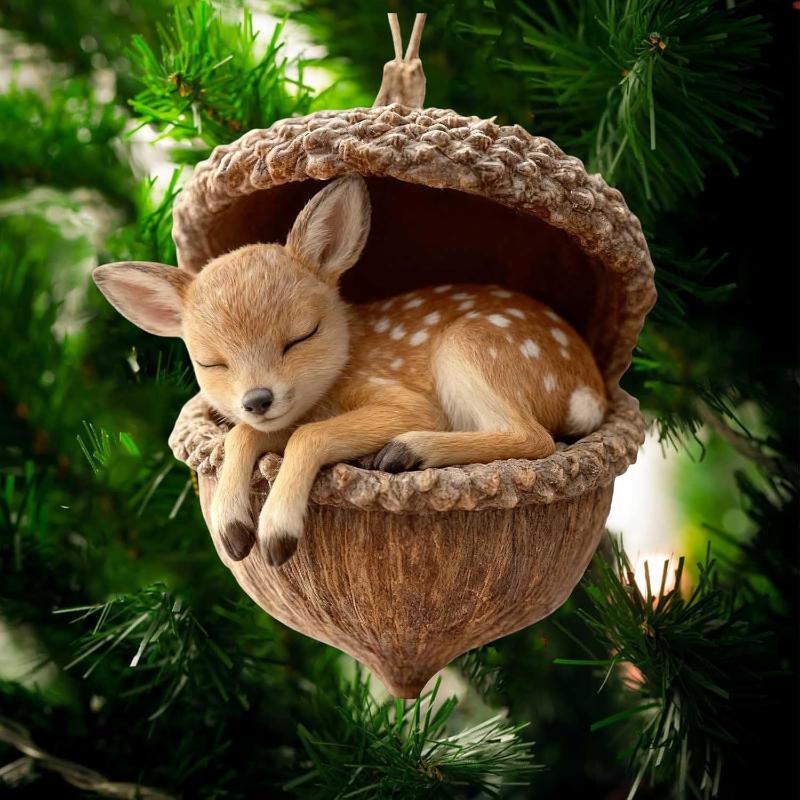 Animal Christmas Ornaments 2D Flat Acrylic Seasonal Decoration Hangable Holiday Decorations For Xmas Tree Hanging Pendant Decor