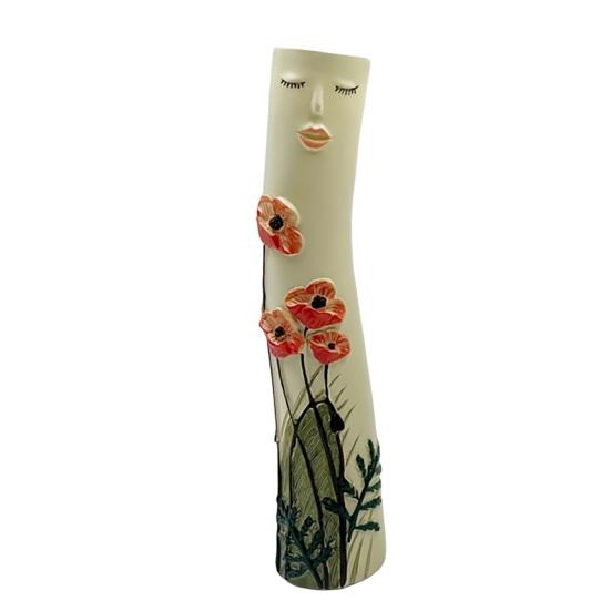 Cute Face Bud Vase, Embossed Flower Resin Mini Vase, Boho Decorative Vase for Desk Shelf Living Room Decor, Unique Gift Idea for Women B